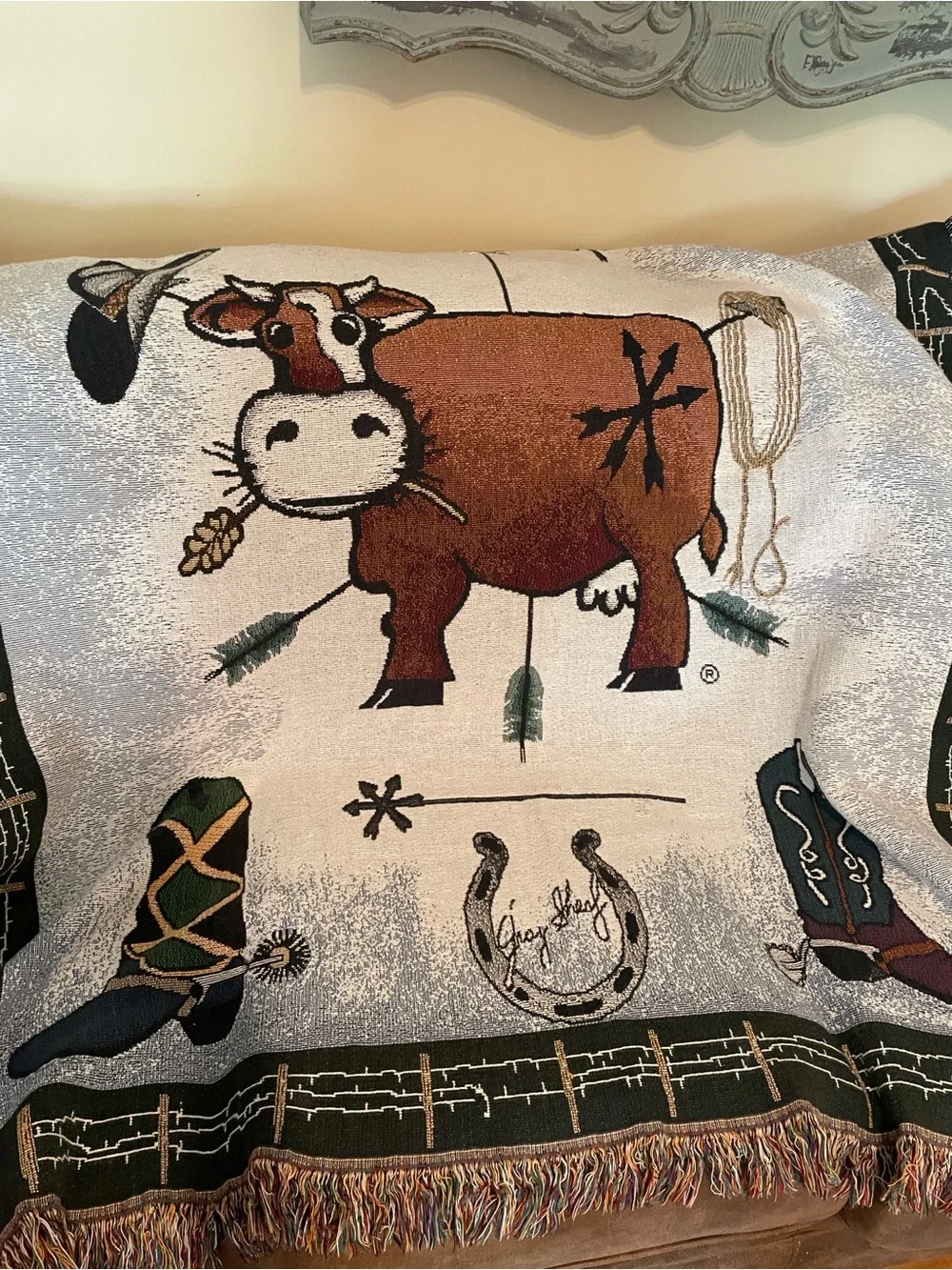 Western ,Rustic .Cowboy Tapestry Throw